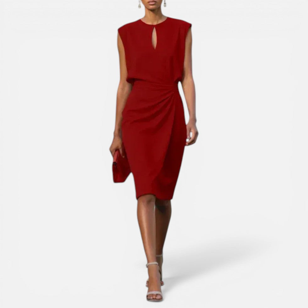 Sleeveless Draped Midi Dress