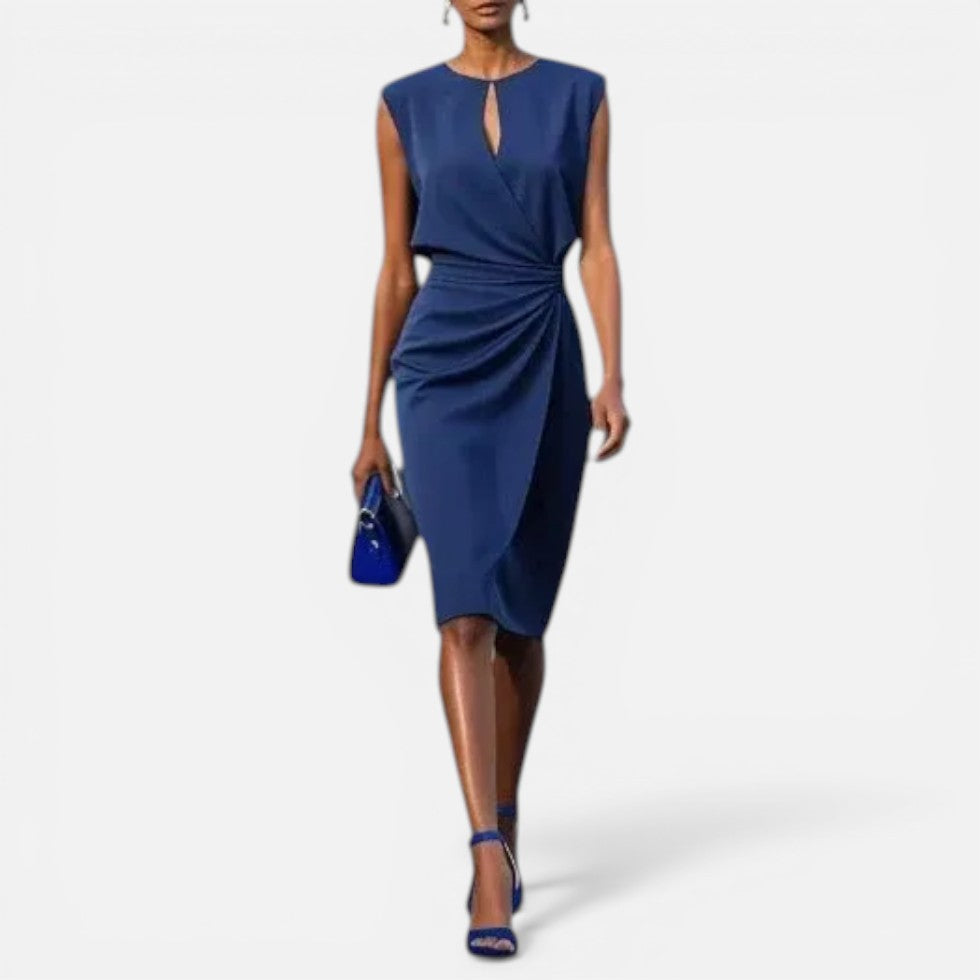 Sleeveless Draped Midi Dress