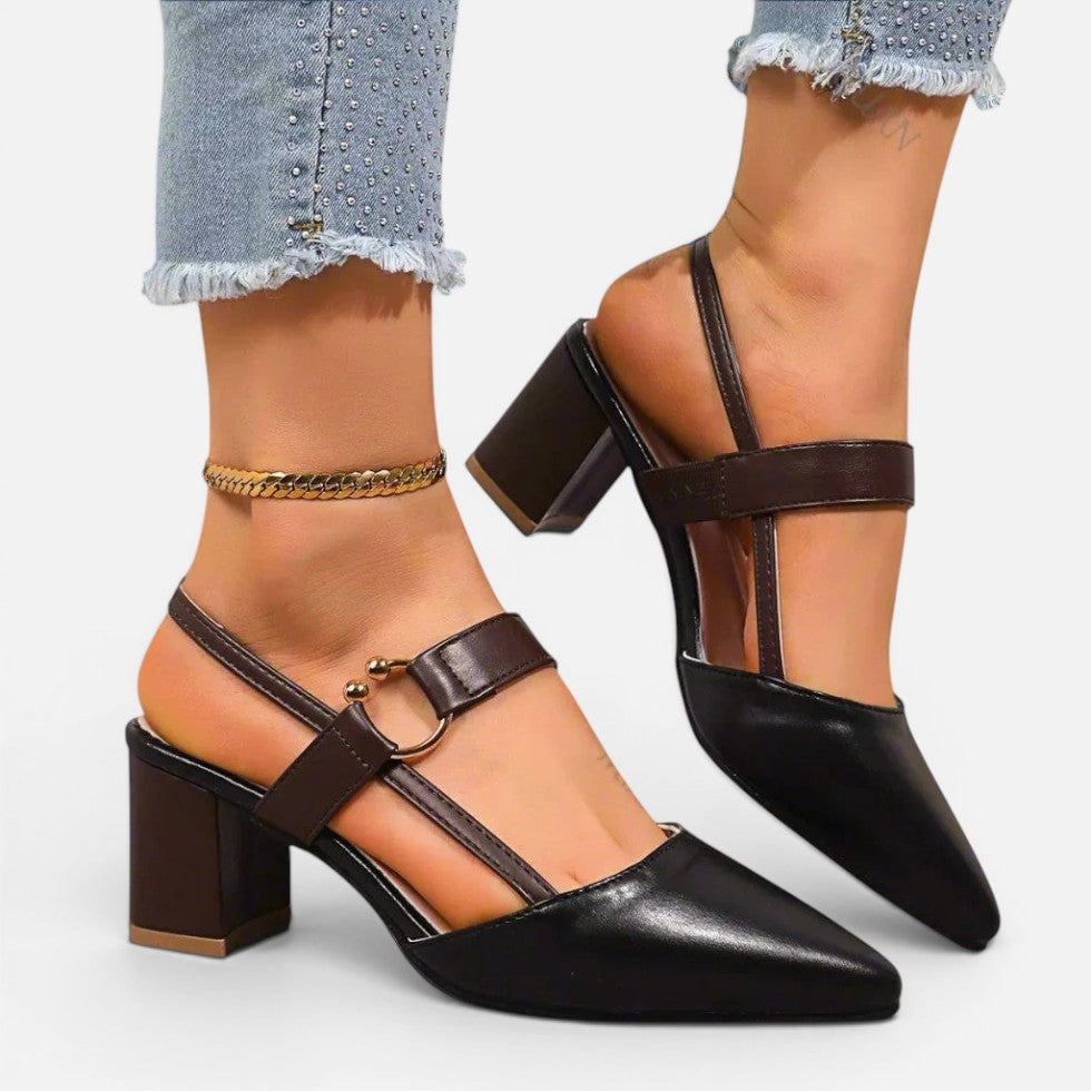 Strap Block Heel Pointed-Toe Shoes – ModClo, view 3