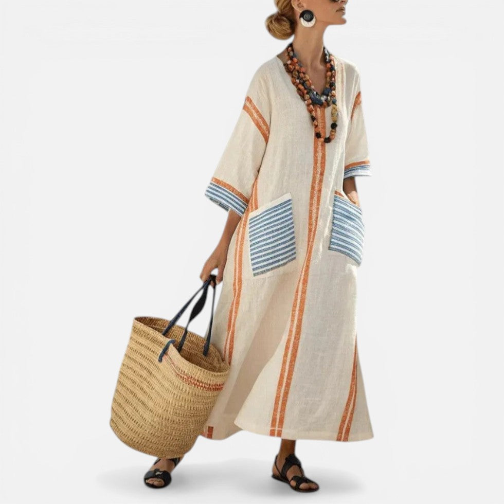 Striped Kaftan Maxi Dress – ModClo, view 4