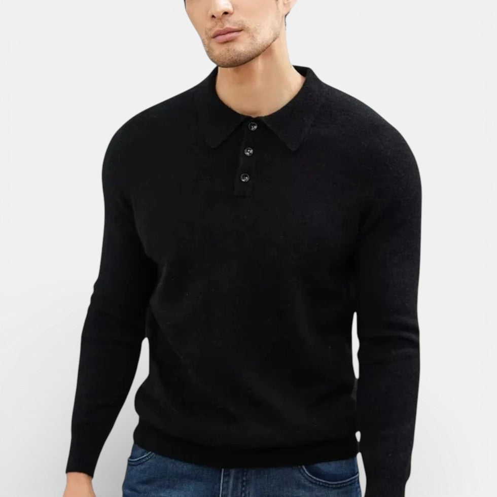 Long Sleeve Knit Polo Sweater