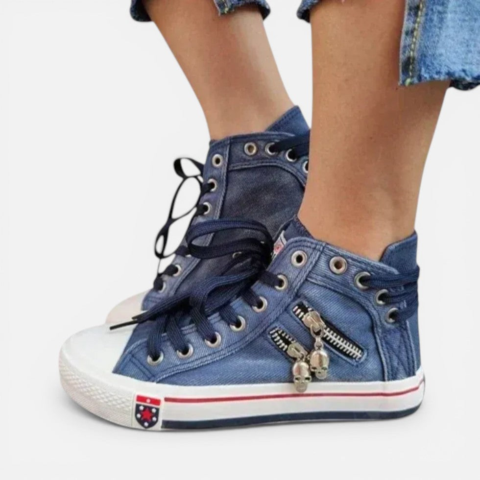 High Top Lace-Up Canvas Trainers – ModClo, view 2