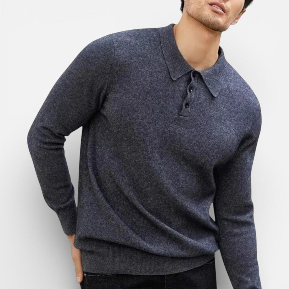 Long Sleeve Knit Polo Sweater