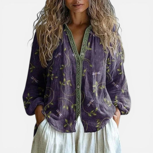Relaxed Printed Button Front Blouse