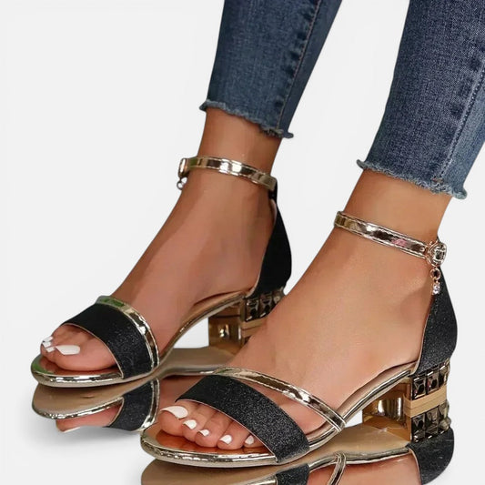 Orthopedic Strap Detail Block Heel Sandals