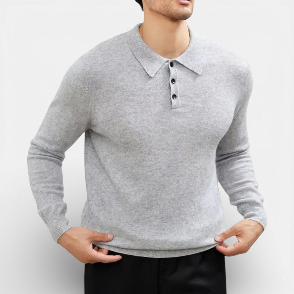 Long Sleeve Knit Polo Sweater