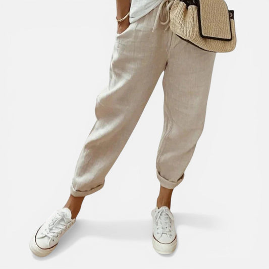 Drawstring Linen-Blend Trousers