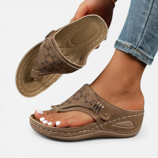 Orthopedic Cut Out Strap Flat Sandals