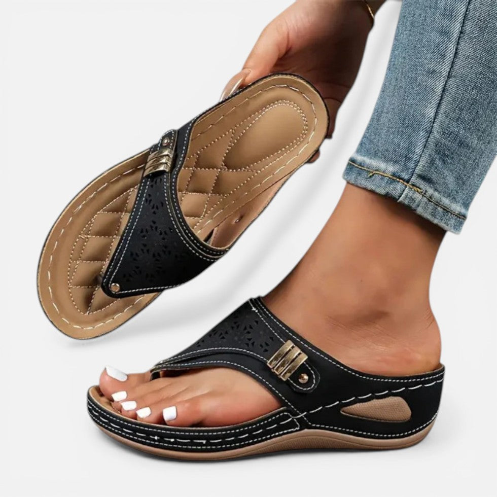 Orthopedic Cut Out Strap Flat Sandals