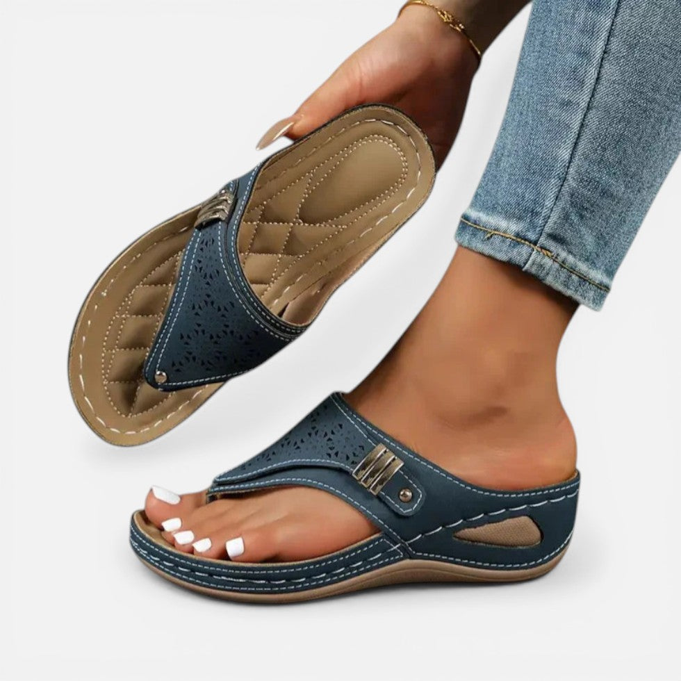 Orthopedic Cut Out Strap Flat Sandals