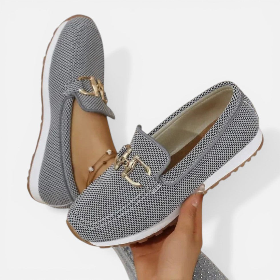 Textured Orthopedic Slip On Loafers with Metal Detail