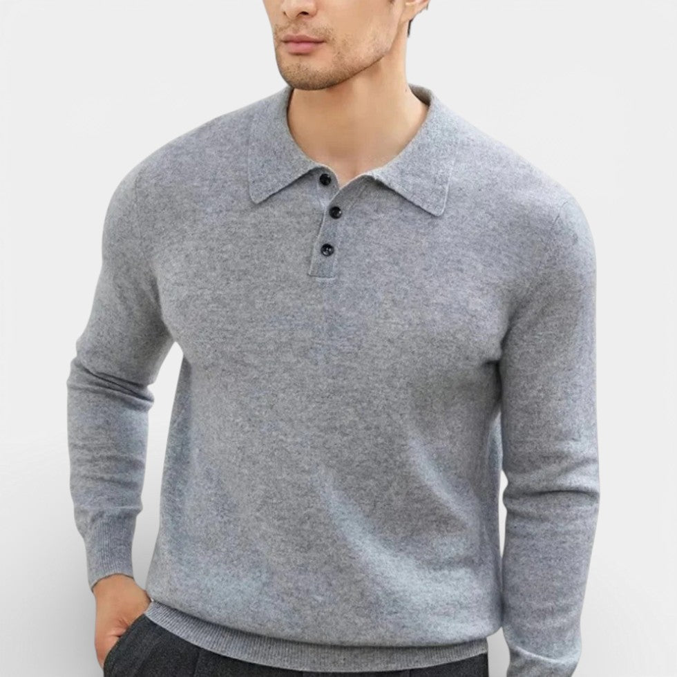 Long Sleeve Knit Polo Sweater