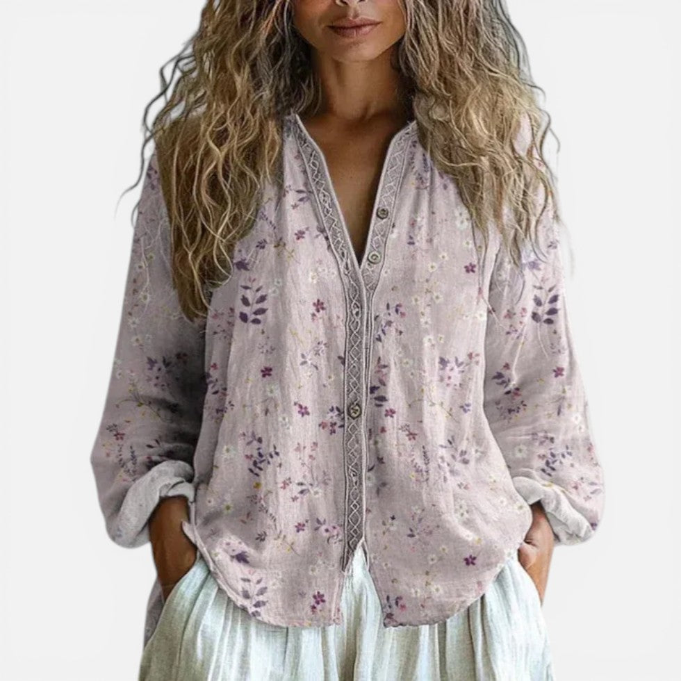 Relaxed Printed Button Front Blouse