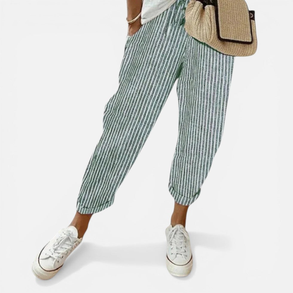 Drawstring Linen-Blend Trousers – ModClo, view 3