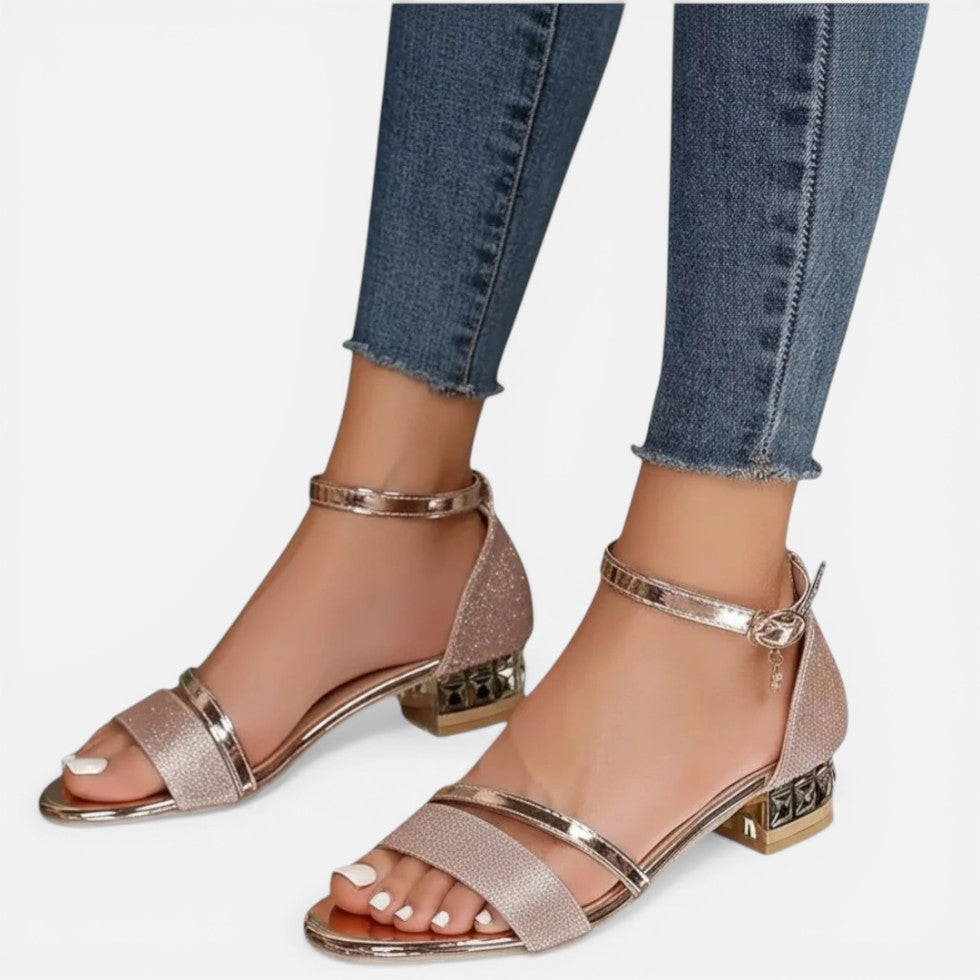 Orthopedic Strap Detail Block Heel Sandals