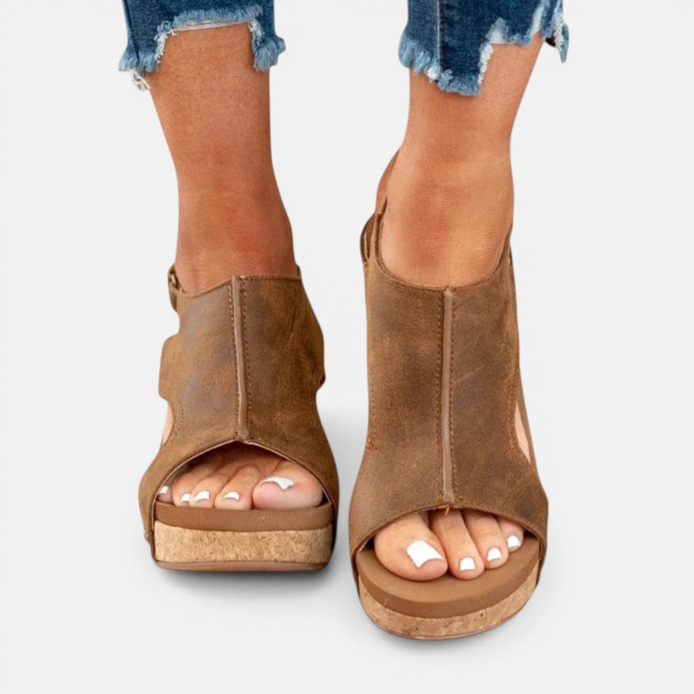 Platform Wedge Cut Out Sandals – ModClo, view 3