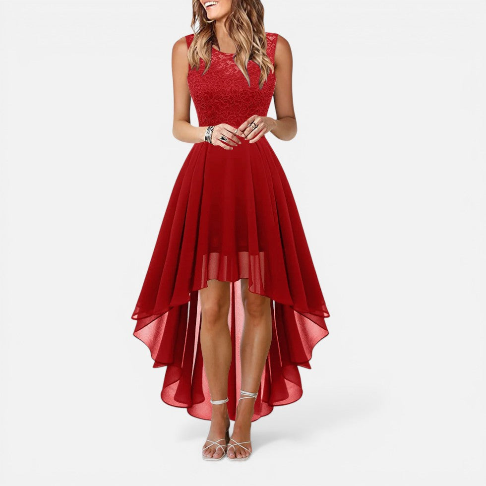 Wedding Dress Lace Bodice High-Low Midi – ModClo, view 2