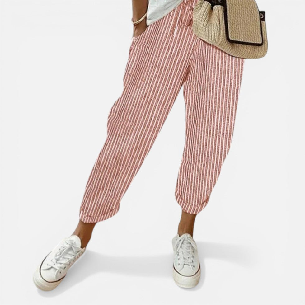 Drawstring Linen-Blend Trousers – ModClo, view 4