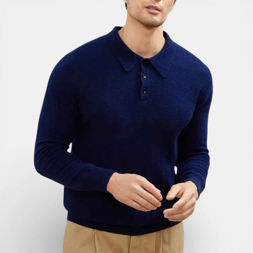 Long Sleeve Knit Polo Sweater