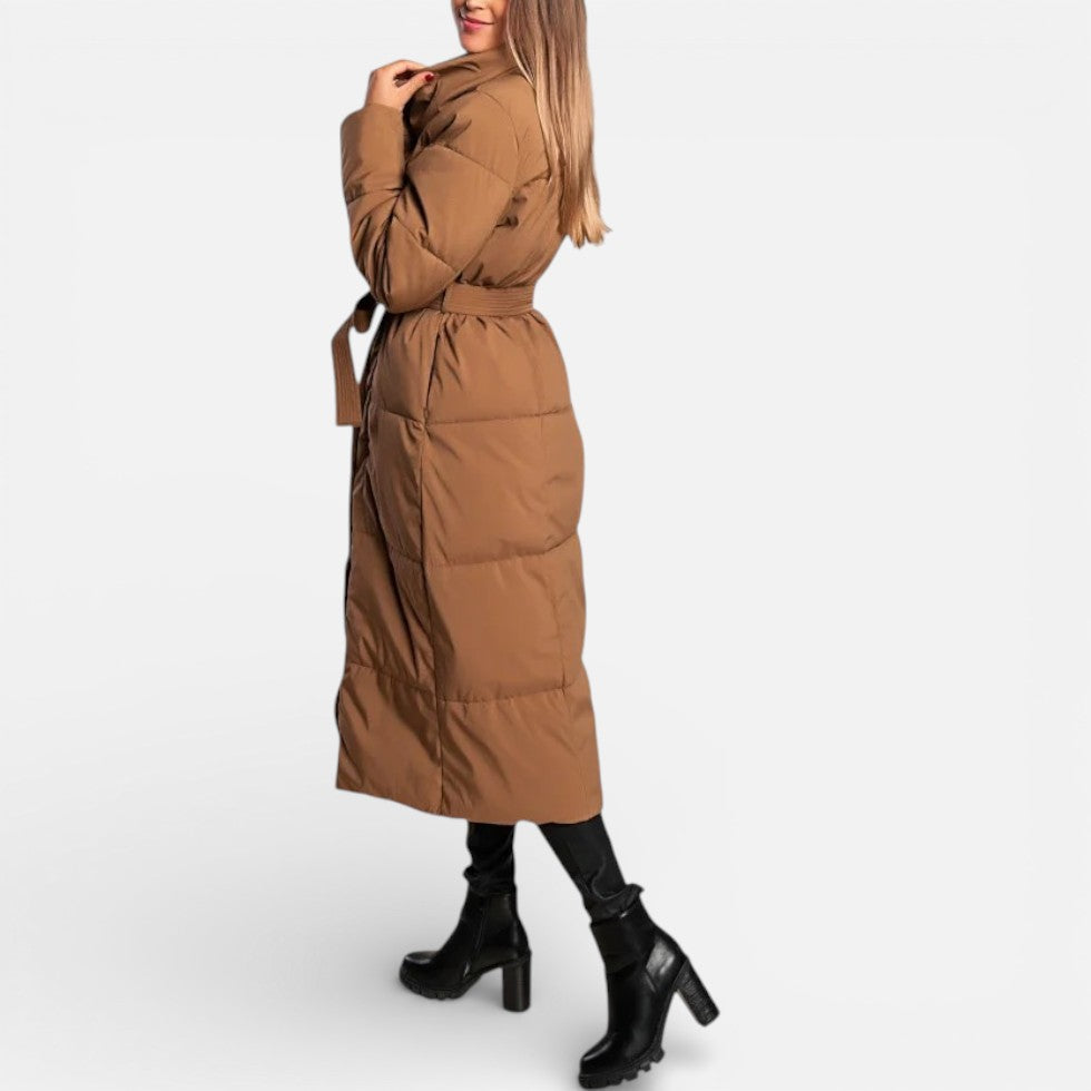 Long Puffer Coat with Belt