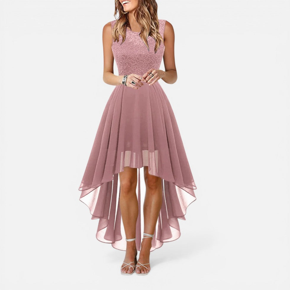 Wedding Dress Lace Bodice High-Low Midi – ModClo, view 4