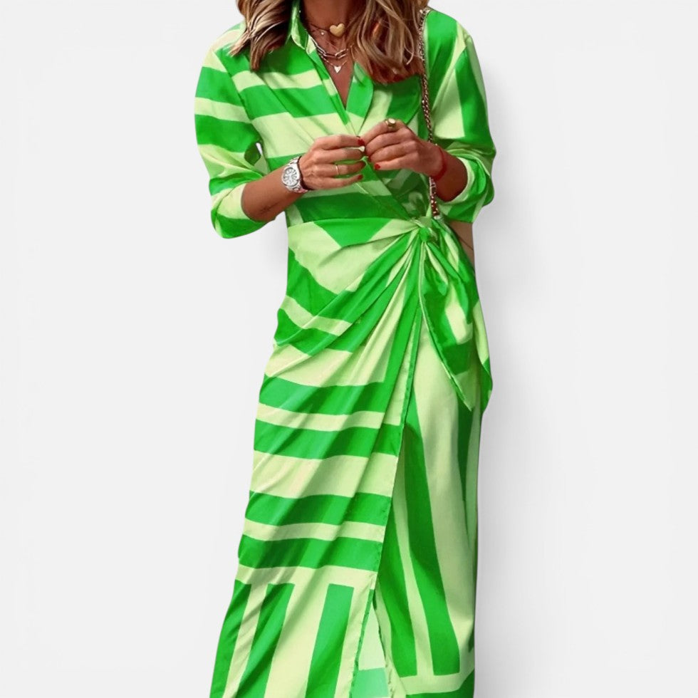 Striped Wrap Shirt Dress