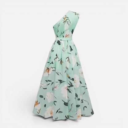 Floral One Shoulder Maxi Dress with Split – ModClo, view 2