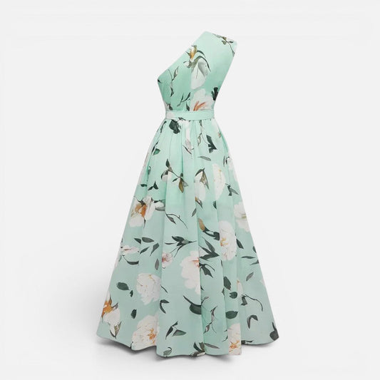 Floral One Shoulder Maxi Dress with Split – ModClo, view 2