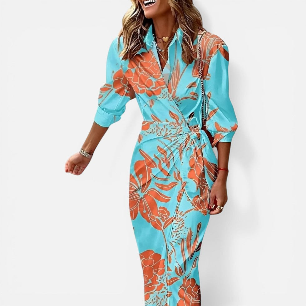 Striped Wrap Shirt Dress