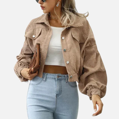 Men's Women's Cropped Corduroy Jacket with Button Front – ModClo, view 3