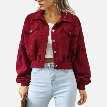Men's Women's Cropped Corduroy Jacket with Button Front – ModClo, view 6