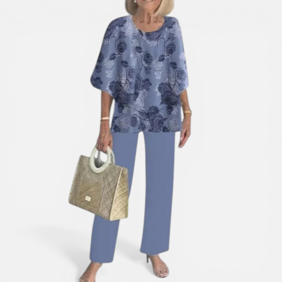 Relaxed Layered Top and Printed Trousers Set – ModClo, view 3