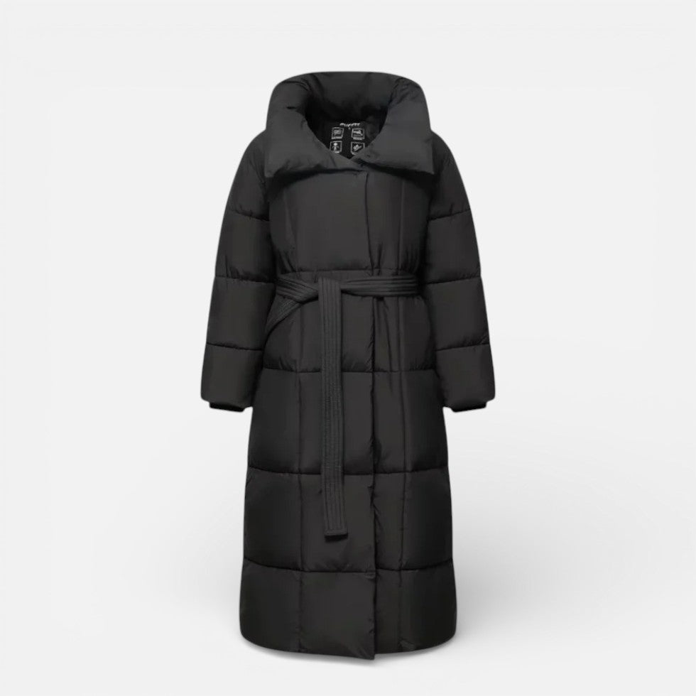 Long Puffer Coat with Belt