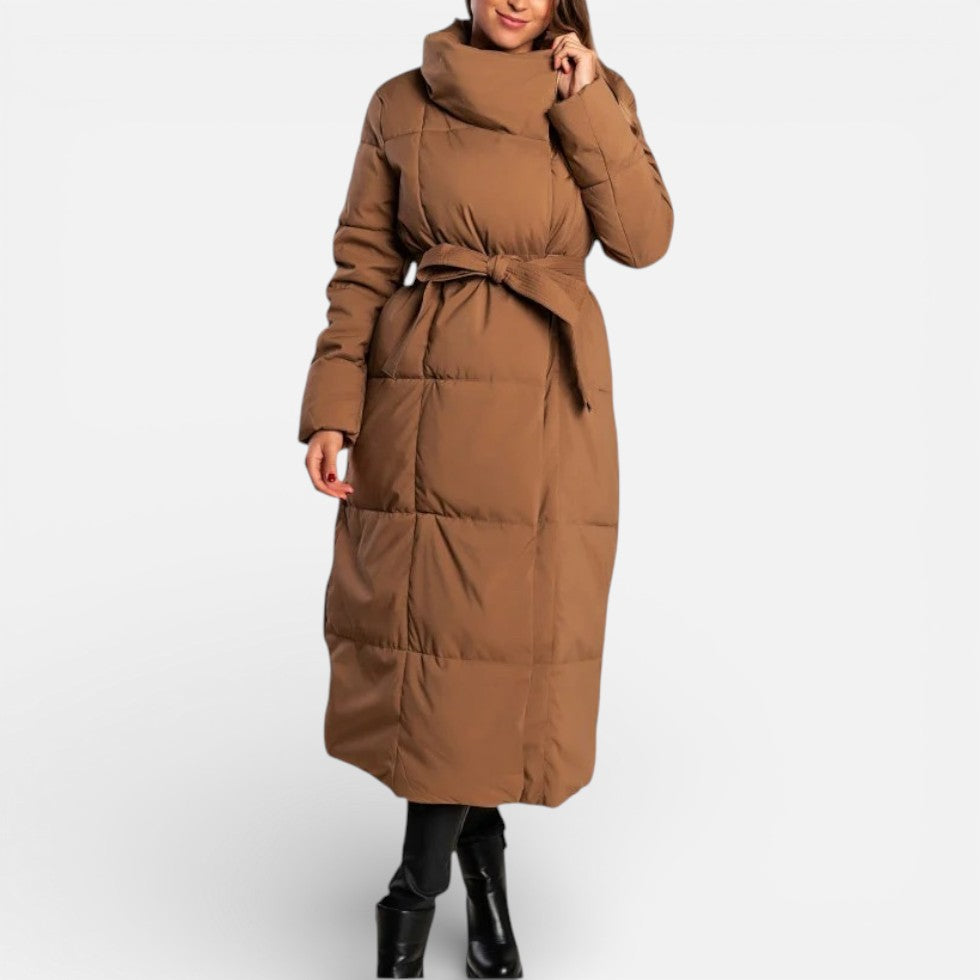 Long Puffer Coat with Belt