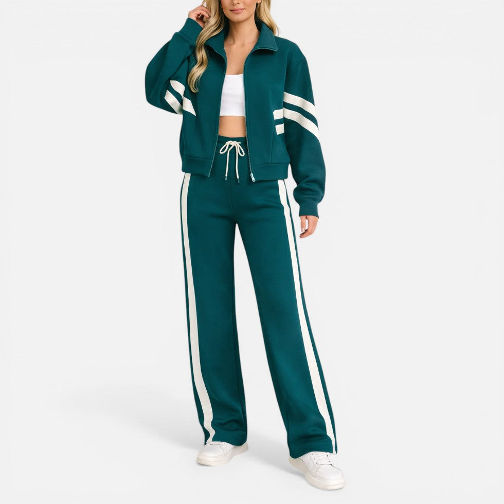 Striped Zip Up Tracksuit Two Piece Set – ModClo, view 5