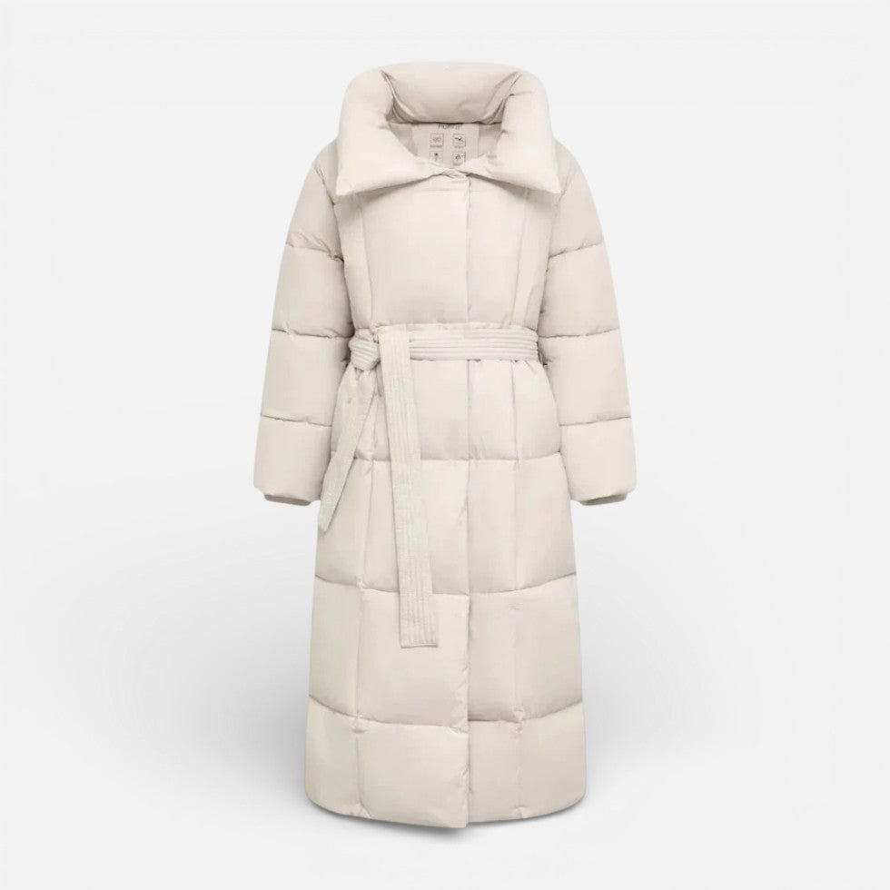 Long Puffer Coat with Belt
