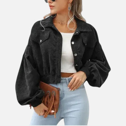Men's Women's Cropped Corduroy Jacket with Button Front – ModClo, main view