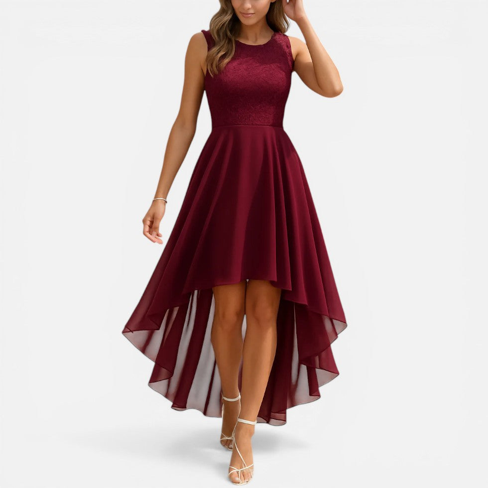 Wedding Dress Lace Bodice High-Low Midi – ModClo, main view
