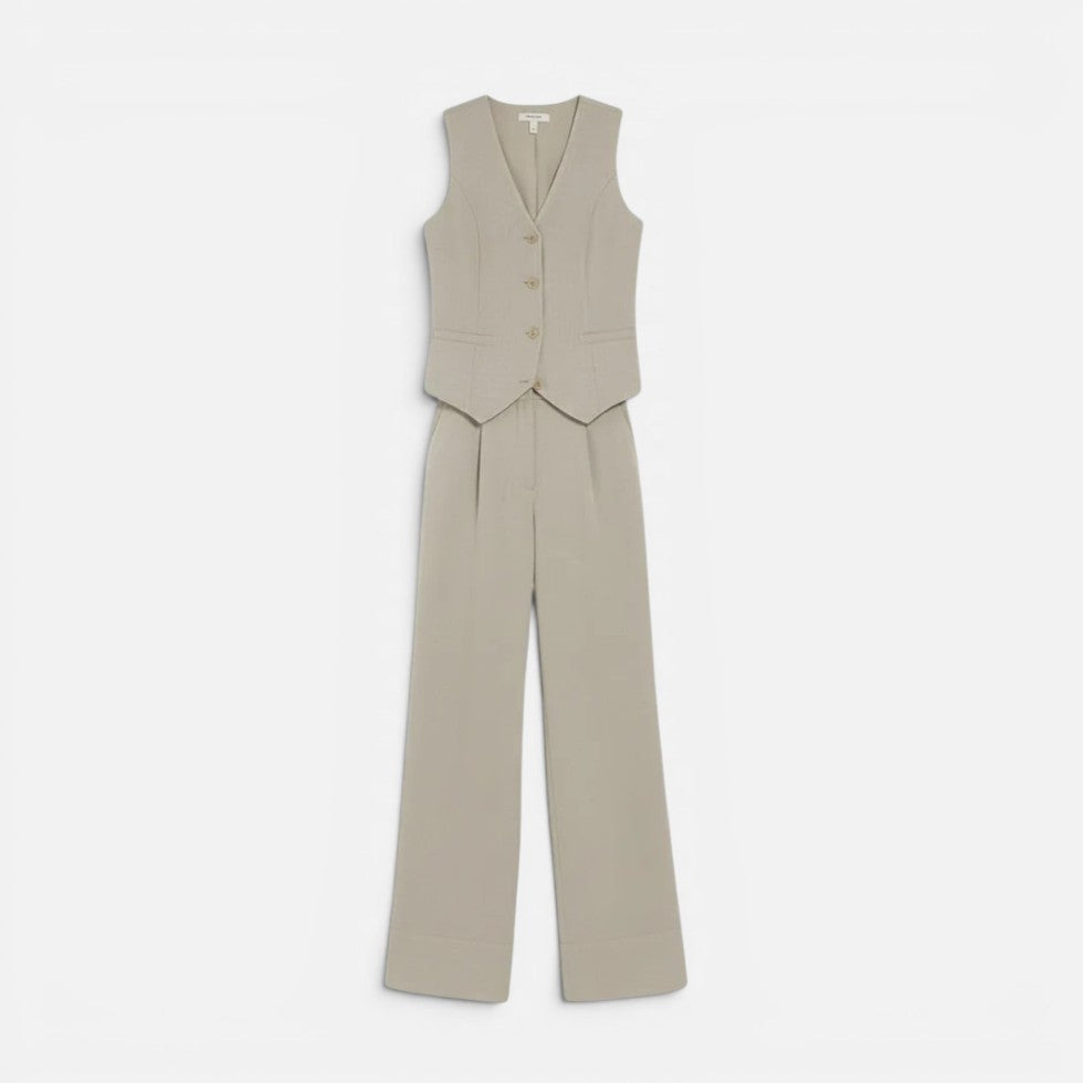 V-Neck Waistcoat and Wide-Leg Trouser Set – ModClo, view 5