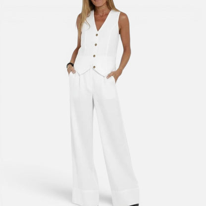 V-Neck Waistcoat and Wide-Leg Trouser Set – ModClo, view 7