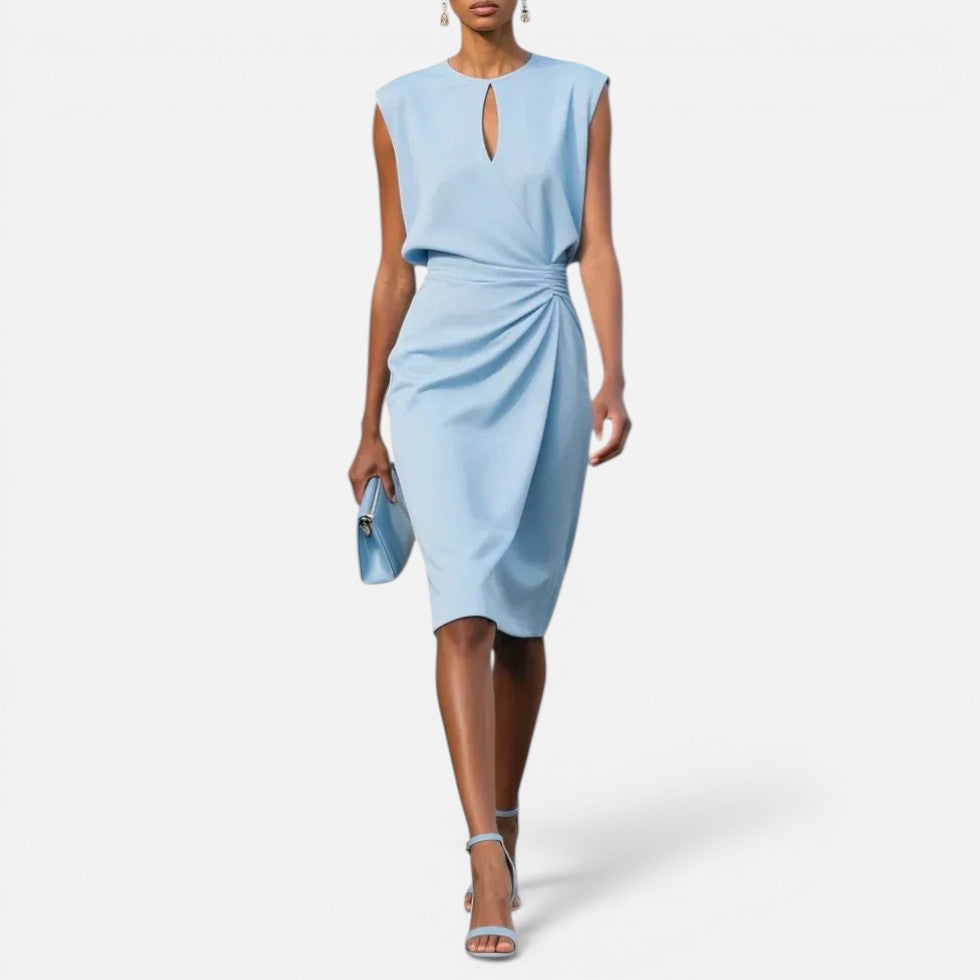Sleeveless Draped Midi Dress