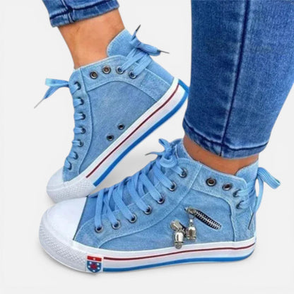 High Top Lace-Up Canvas Trainers – ModClo, main view