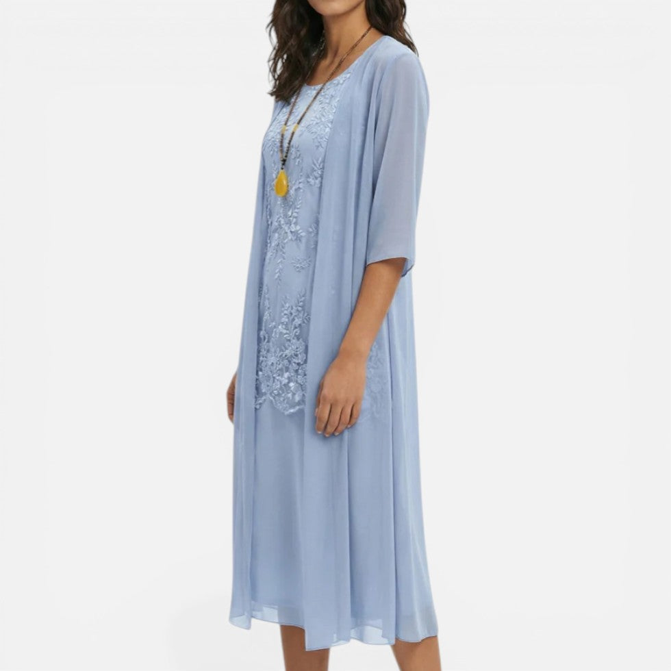 Layered Lace Dress with Sheer Overlay