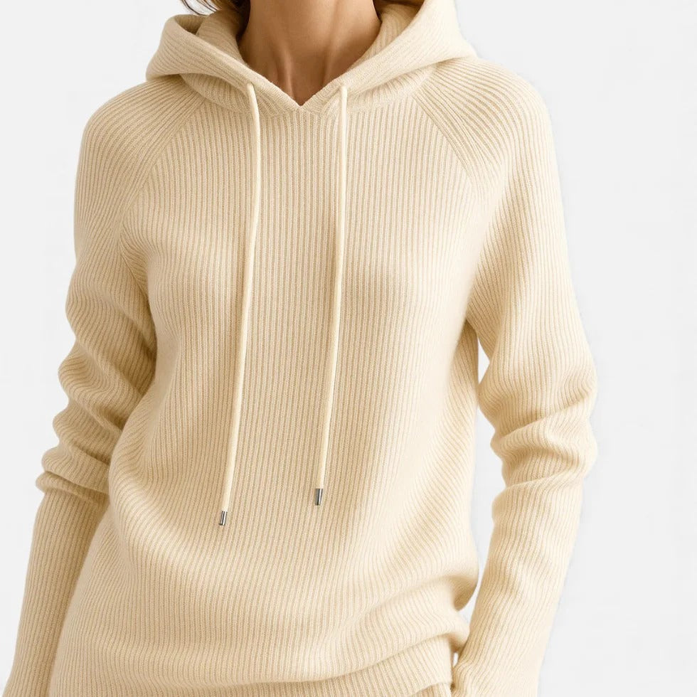 Ribbed Knit Hoodie Sweater
