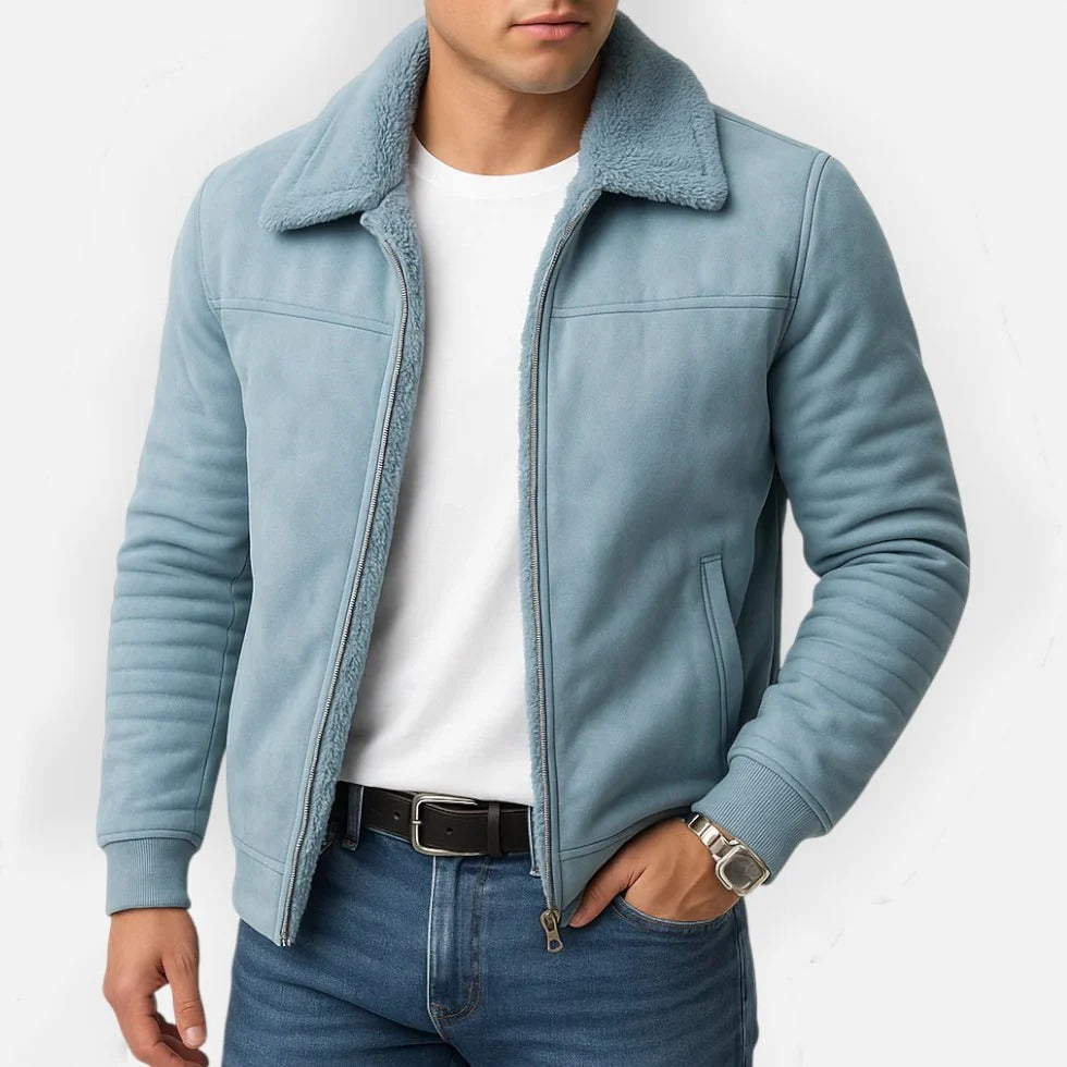 Faux Leather Jacket with Collar