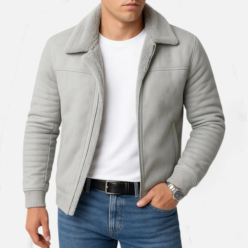Faux Leather Jacket with Collar