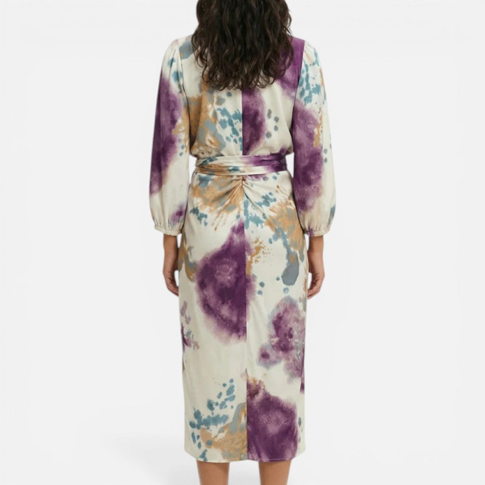 Printed Wrap Midi Dress