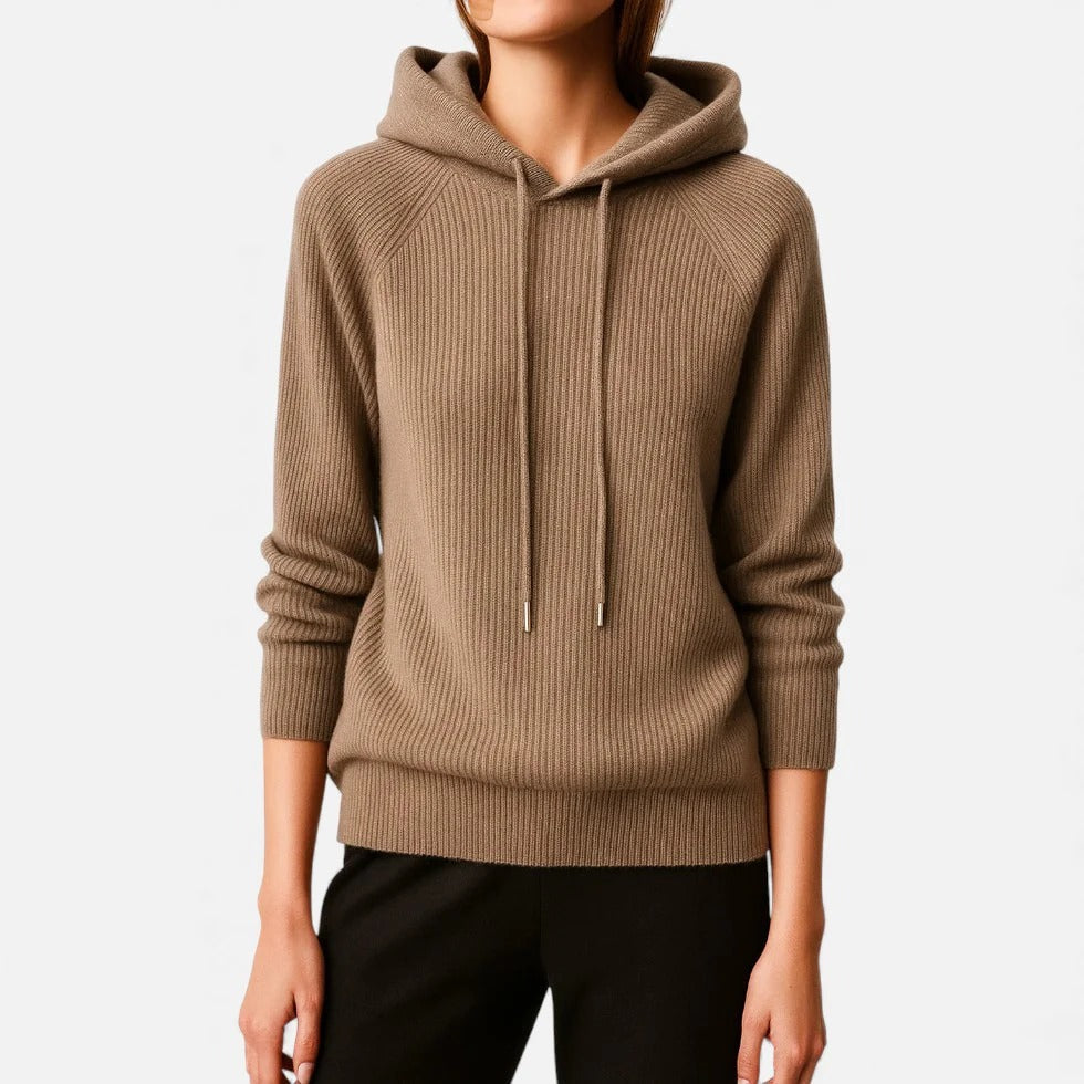 Ribbed Knit Hoodie Sweater