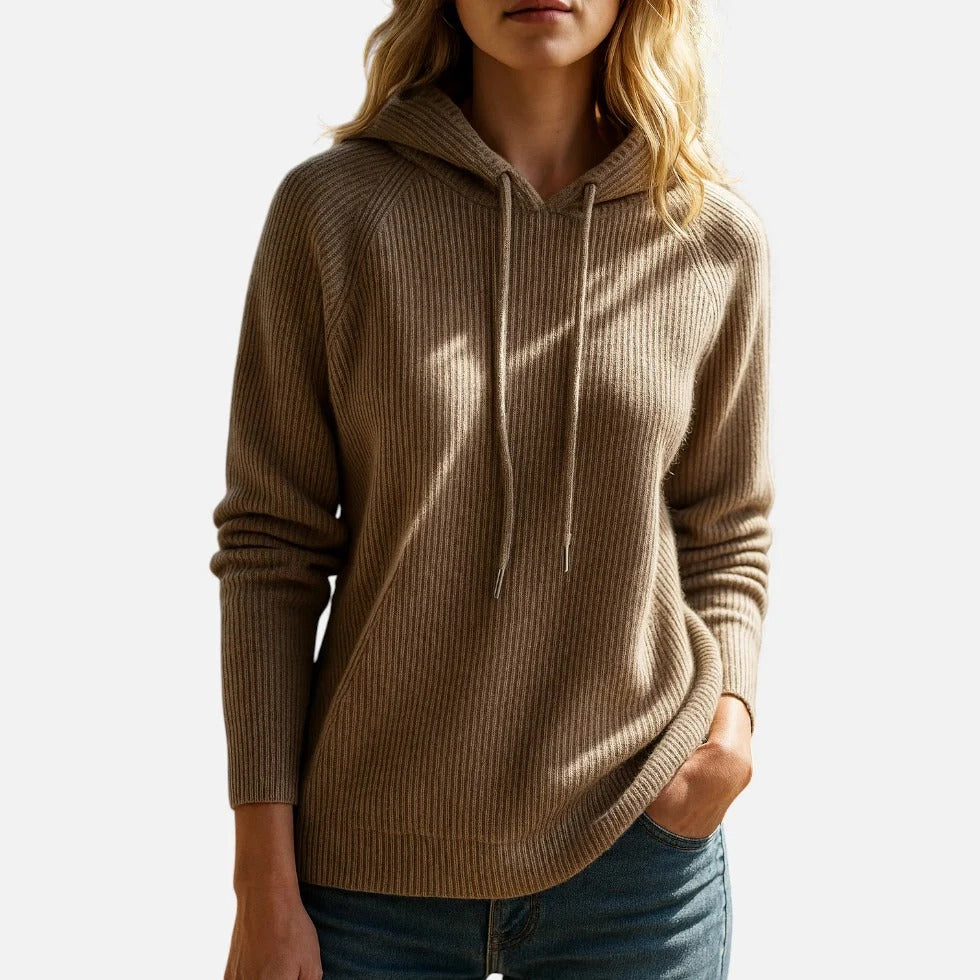 Ribbed Knit Hoodie Sweater