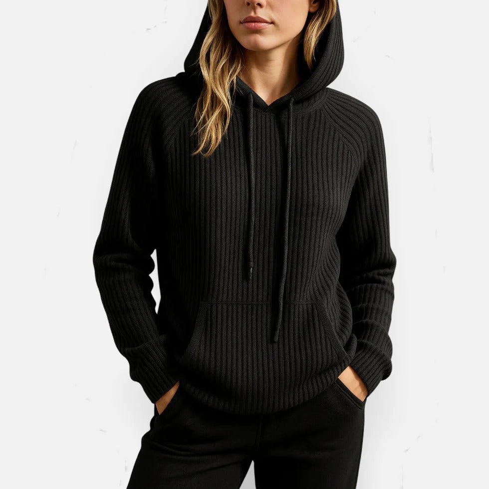 Ribbed Knit Hoodie Sweater